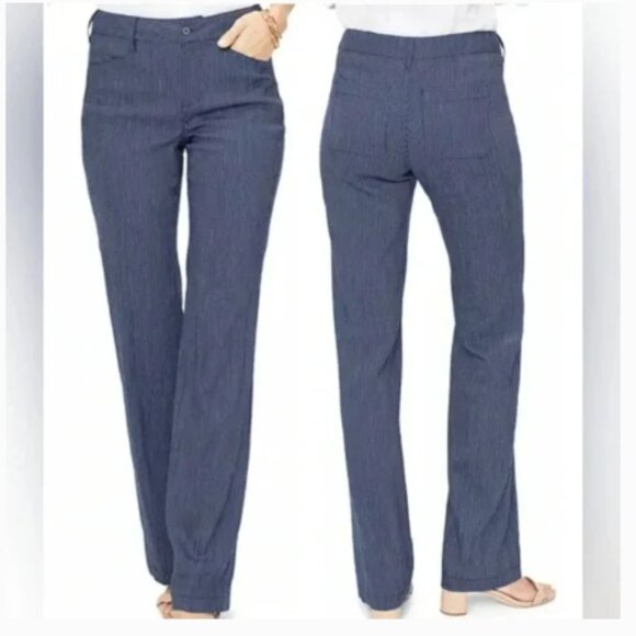 NWT Curves 360 by NYDJ The Trouser Aqua Stripe Blue - size 28 - Picture 1 of 8
